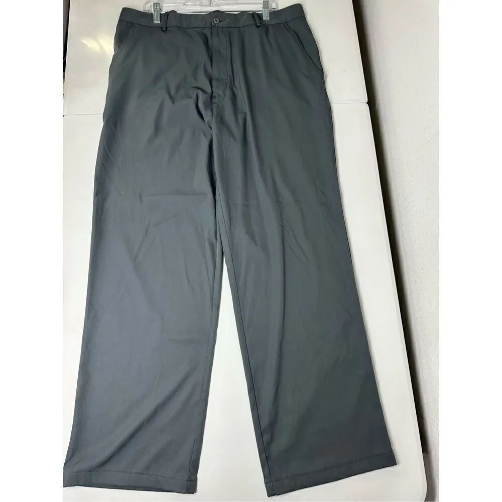 Snake Eyes Mens Pants 38x32 Gray Golf Flat Front Straight Leg Shirt Gripper